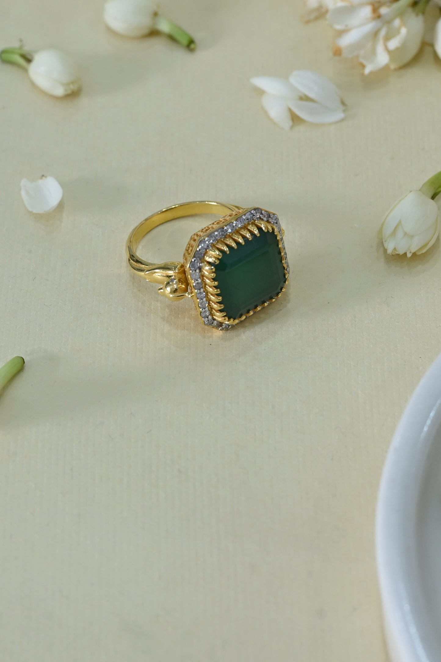 Emerald & Diamond Statement Ring set in Pure Gold