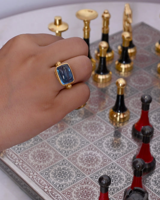 Bold Blue Topaz Statement Ring set in 18kt Pure Gold