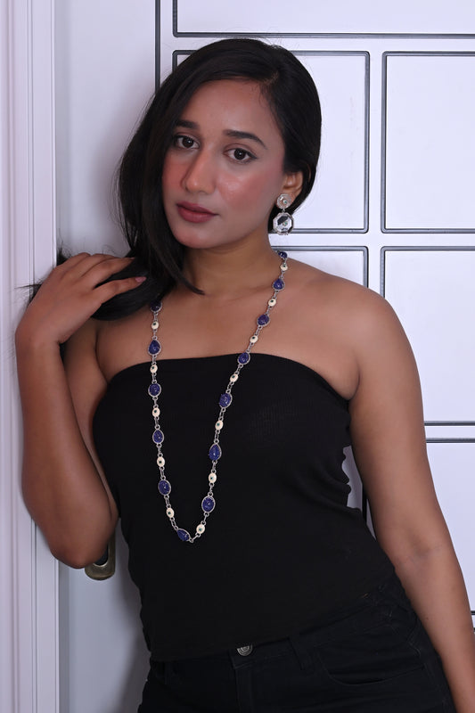 blue and white stone necklace